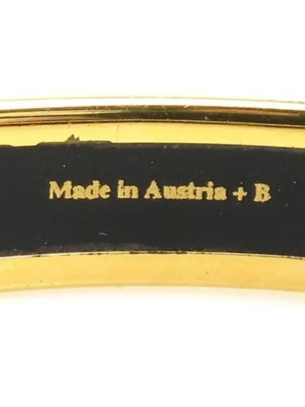 Auth HERMES Cloisonne Bangle Bracelet Gold/Black/White Metal/Enamel - e61914a